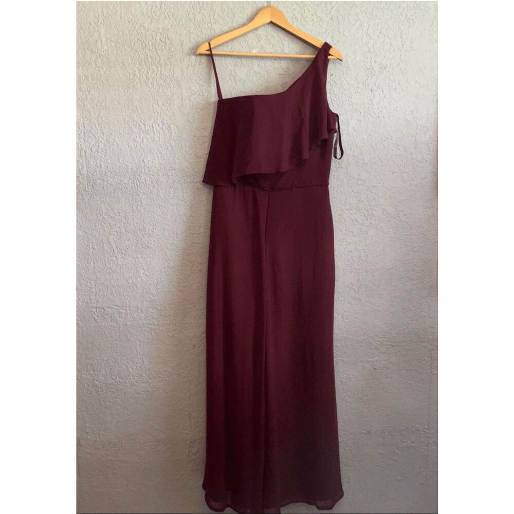 Mori Lee By Madeline Gardner Womens Jumpsuit Size 10 Wide Leg Burgundy